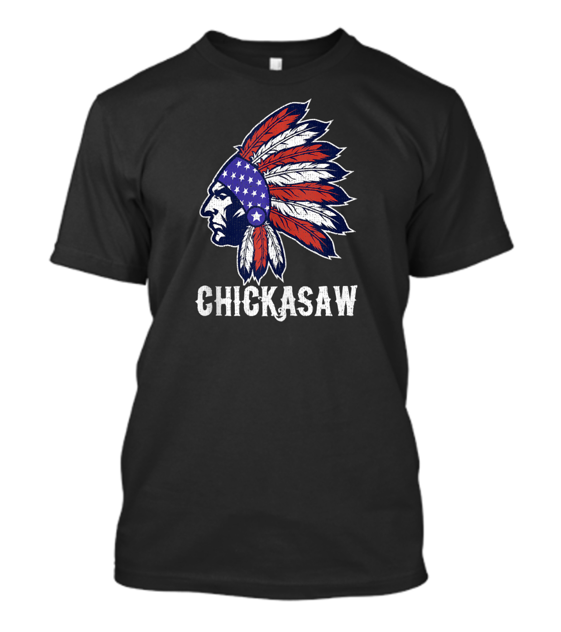 Chickasaw Native American Flag Headdress Pride T-Shirt
