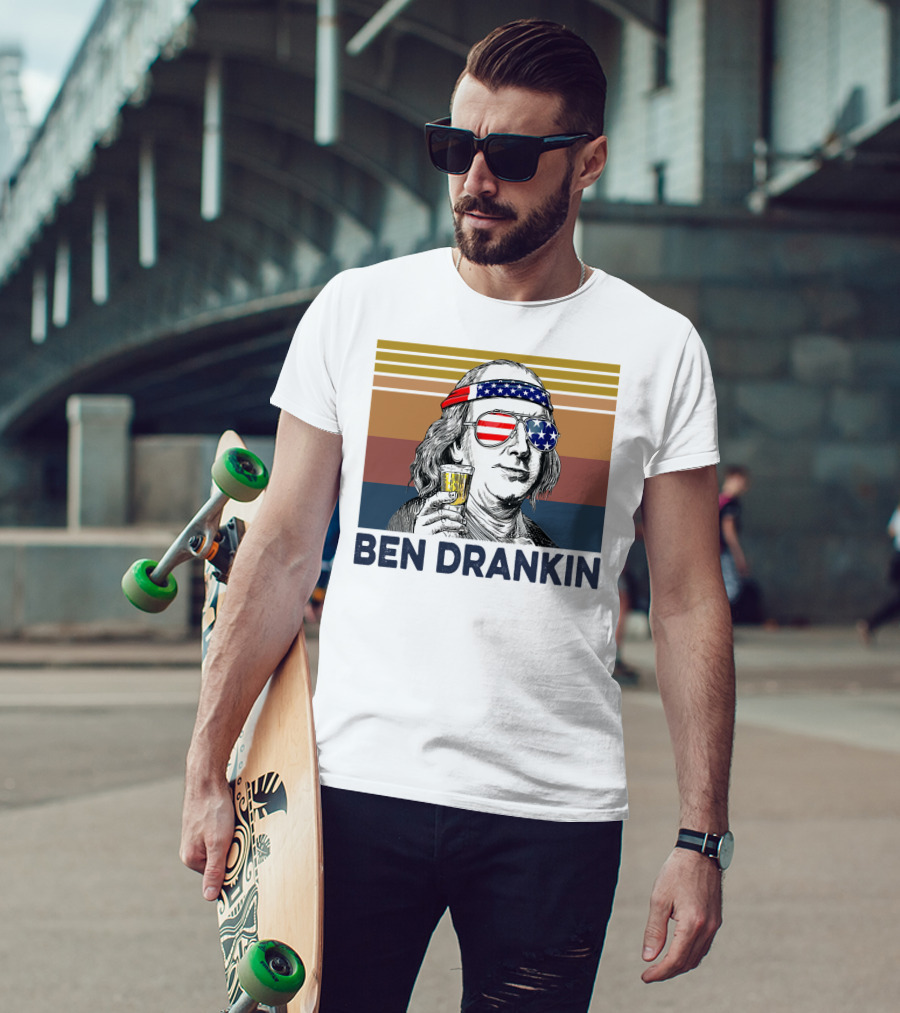 Ben Drankin Vintage USA Patriotic Beer T-Shirt
