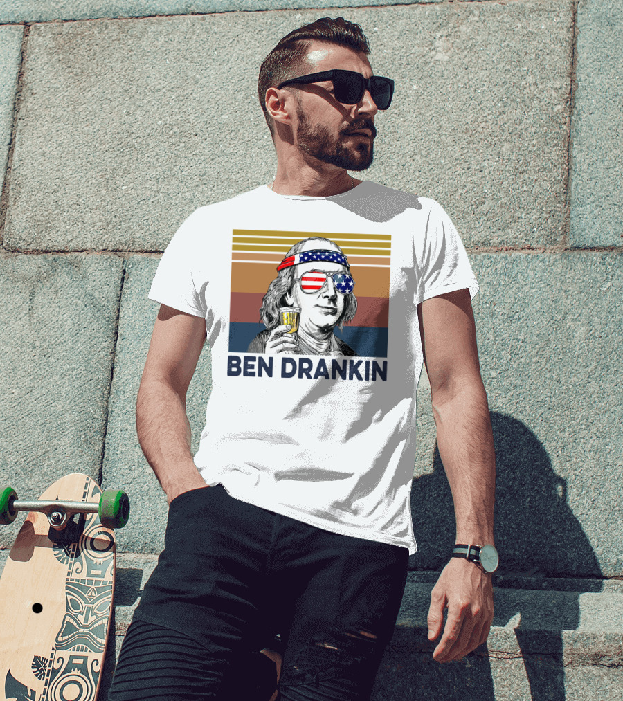 Ben Drankin Vintage USA Patriotic Beer T-Shirt