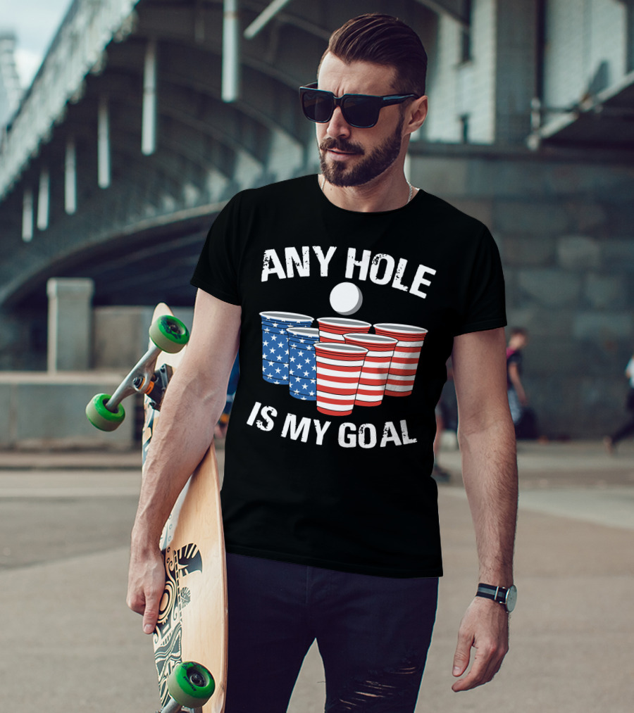 Any Hole Is My Goal Vintage USA Beer Pong Cups T-Shirt