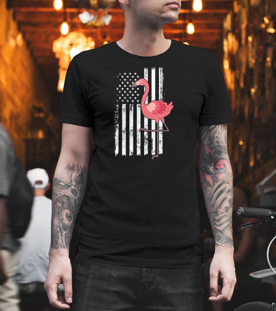 American Flag Flamingo Independence T-Shirt
