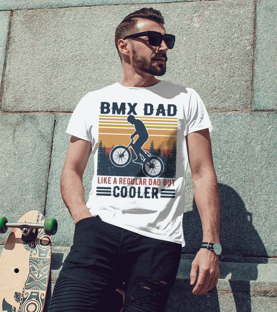 BMX Dad Like A Regular Dad But Cooler Retro Forest T-Shirt