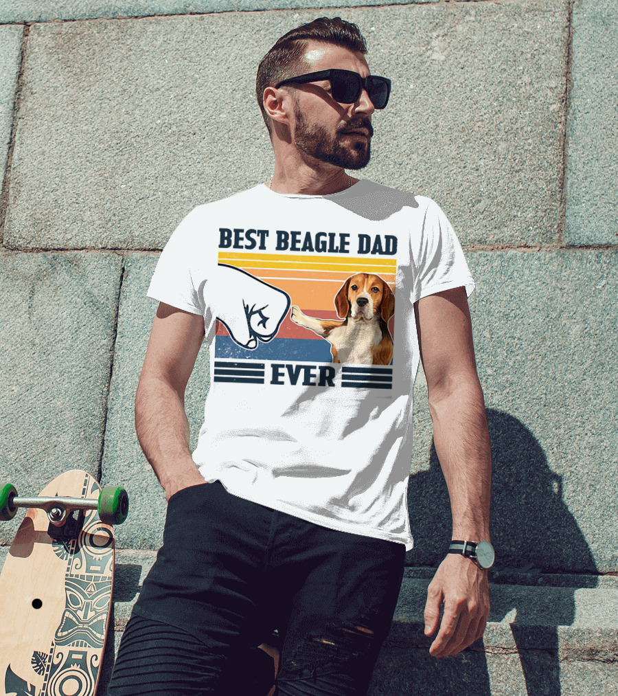 Best Beagle Dad Ever Vintage Fist Bump T-Shirt