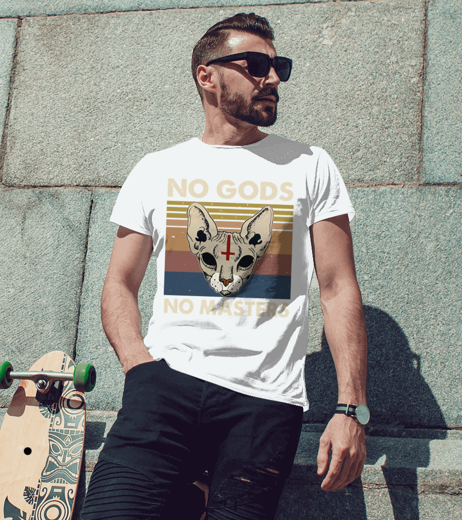 No Gods No Masters Sphynx Cat Retro T-Shirt