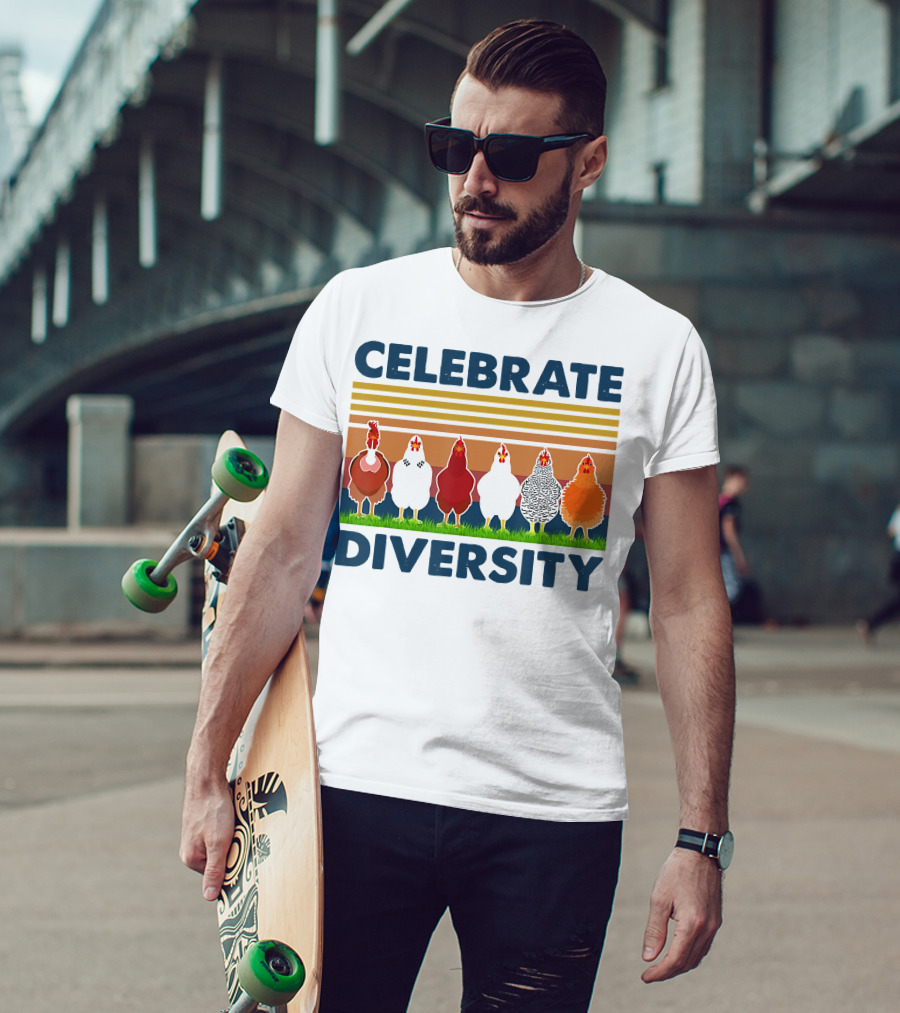 Celebrate Diversity With Chickens In Colorful Display T-Shirt