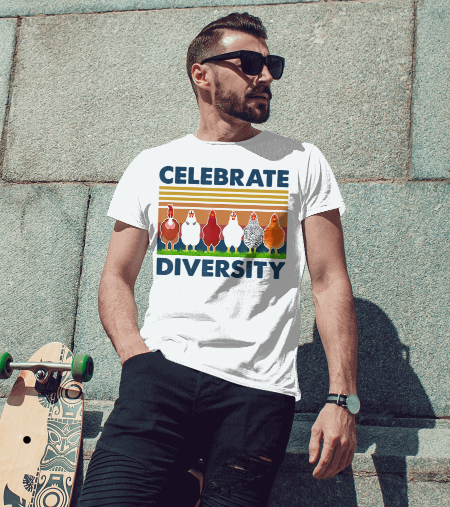 Celebrate Diversity With Chickens In Colorful Display T-Shirt