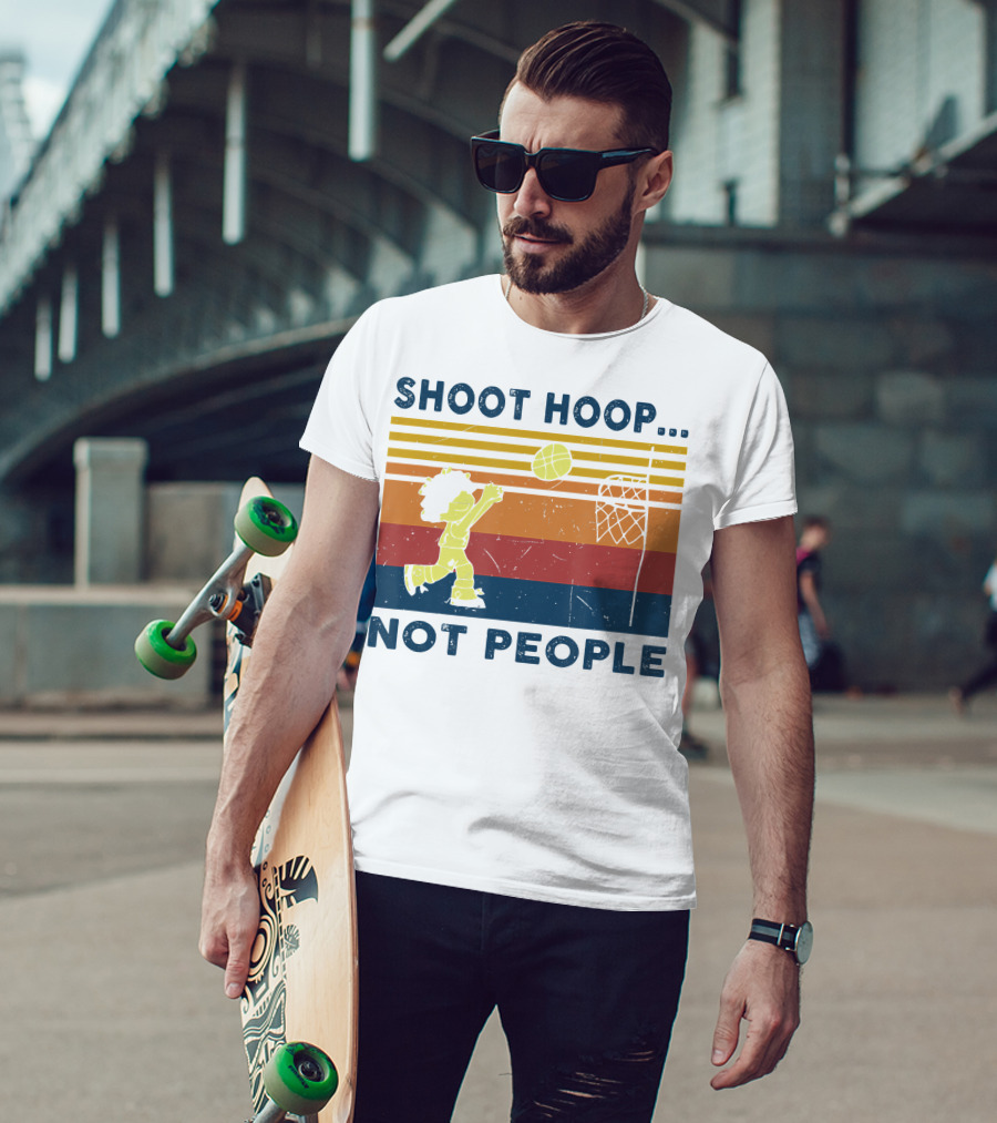 Shoot Hoop Not People Retro Basketball Stripes T-Shirt