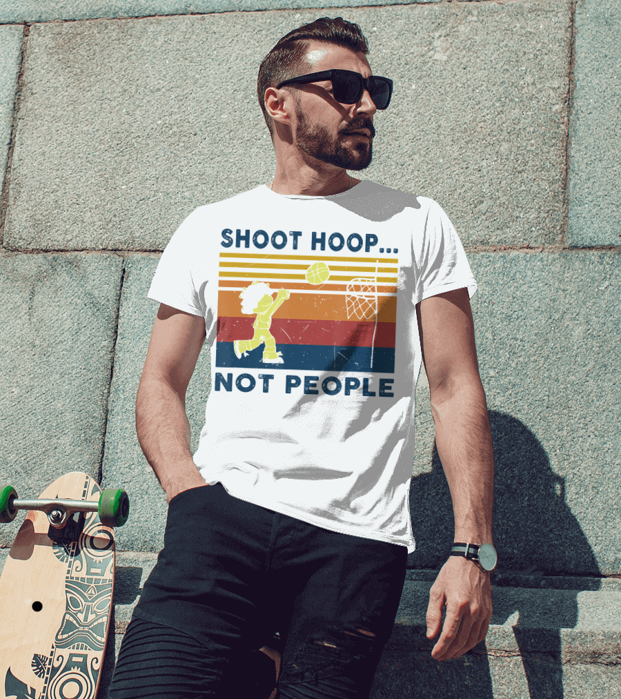 Shoot Hoop Not People Retro Basketball Stripes T-Shirt
