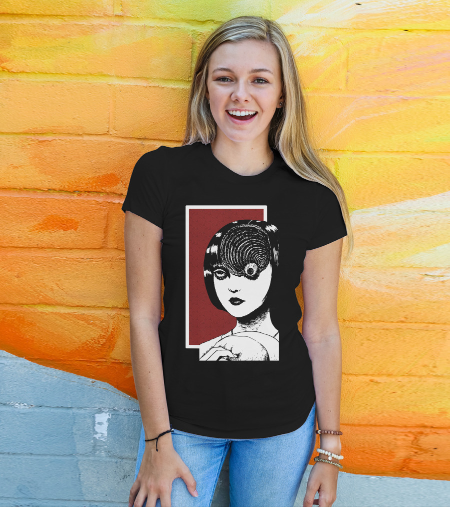 Junji Ito Uzumaki The Great Spiral Horror Manga Face With Spiral Eye T-Shirt