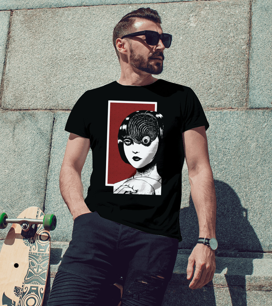 Junji Ito Uzumaki The Great Spiral Horror Manga Face With Spiral Eye T-Shirt