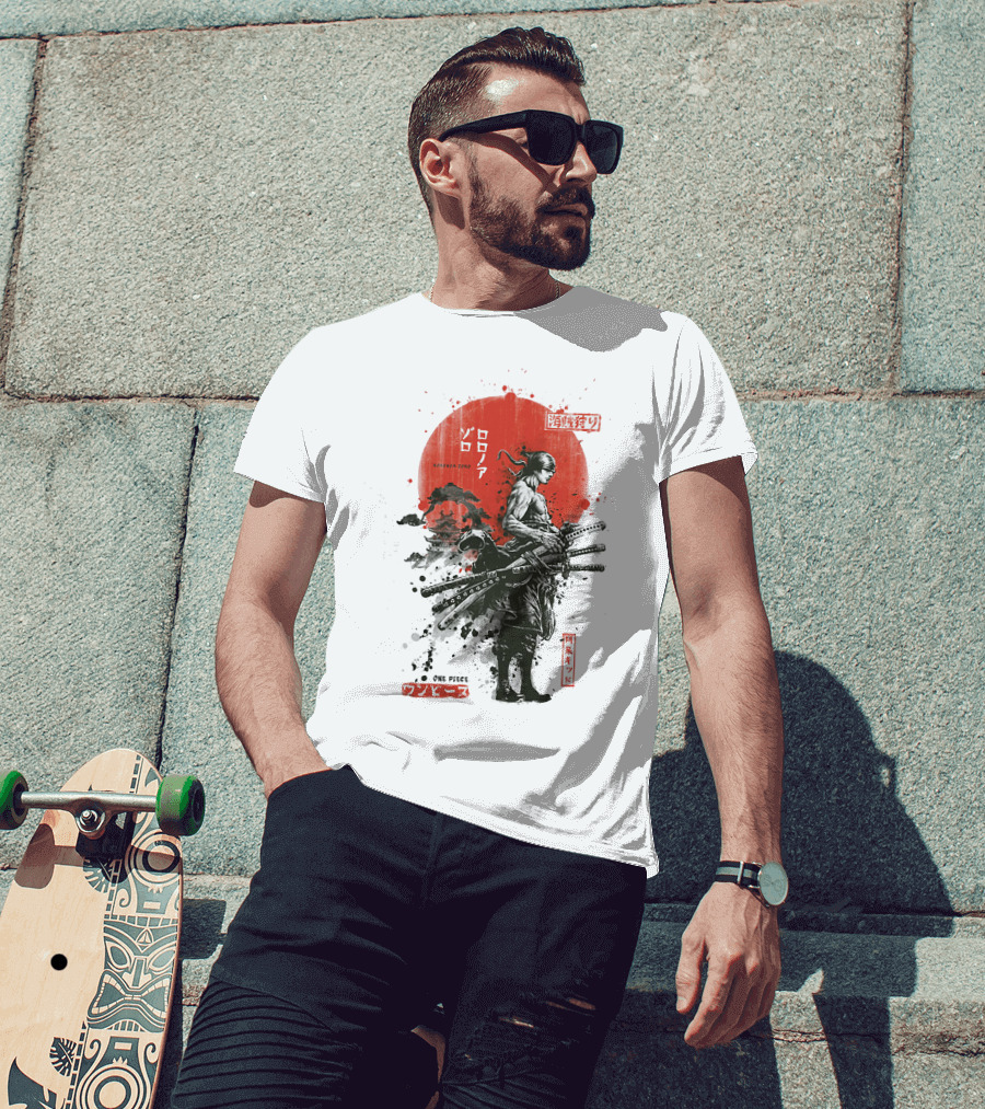 Roronoa Zoro Wano Arc Samurai Swords One Piece Anime Kanji T-Shirt