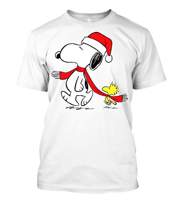Snoopy Woodstock Charlie Brown Christmas Santa Hat Natalan T-Shirt