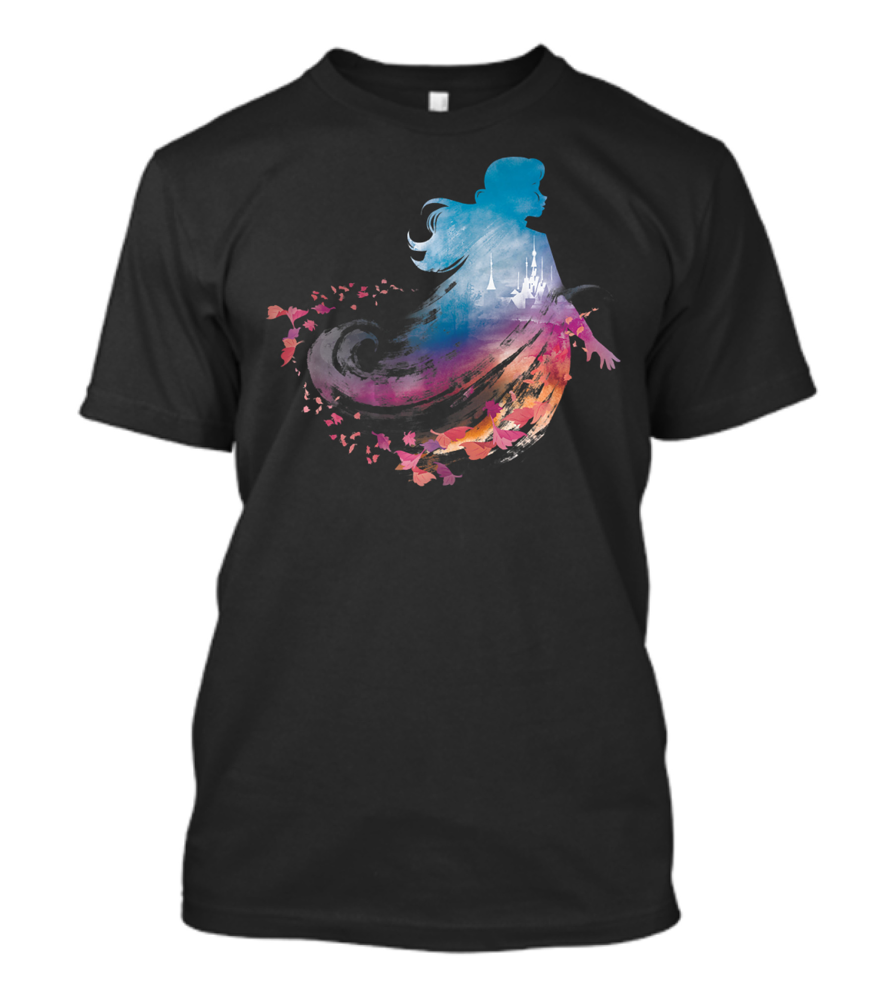 Disney Frozen 2 Anna Silhouette With Castle And Falling Leaves T-Shirt