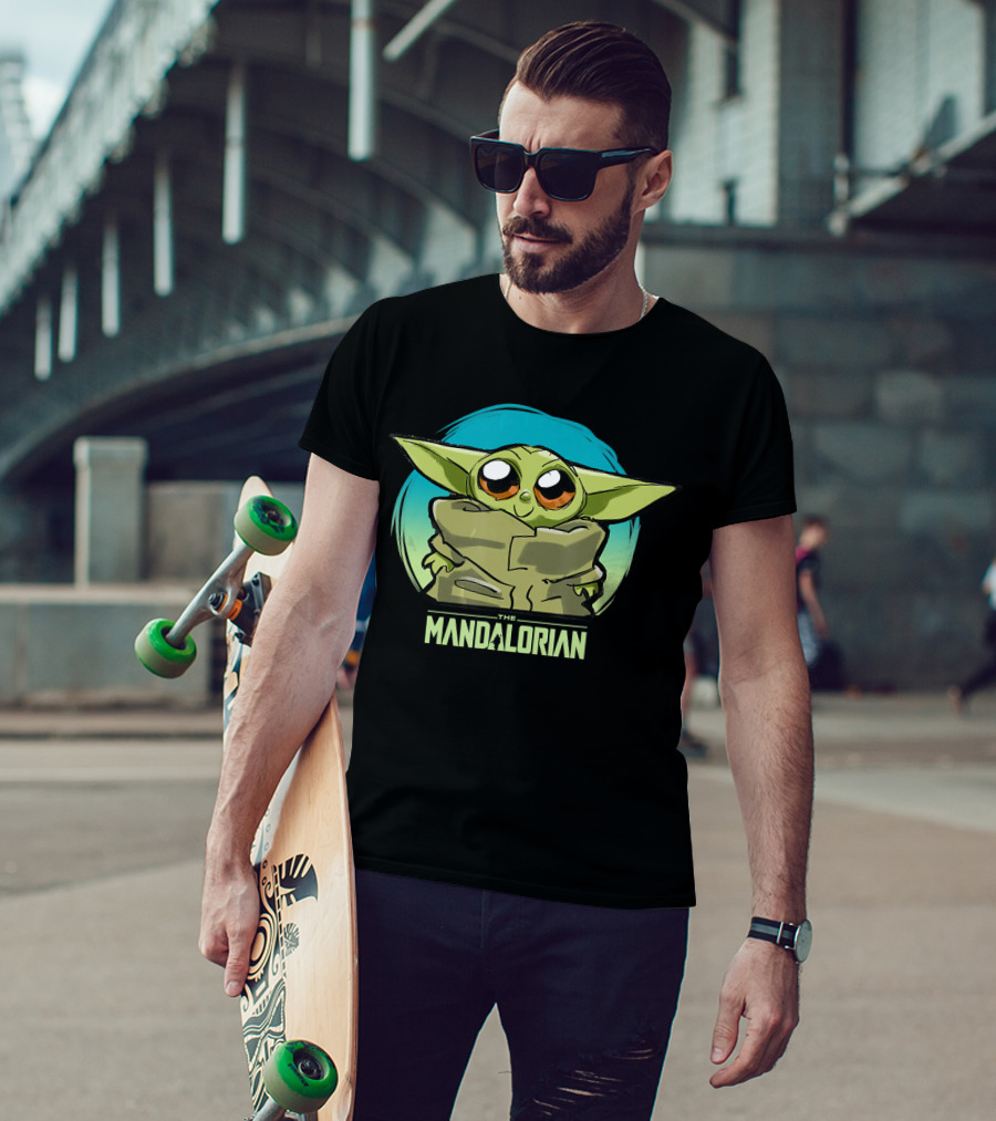 Star Wars The Mandalorian The Child Cute Blue Hue Baby Yoda Grogu T-Shirt