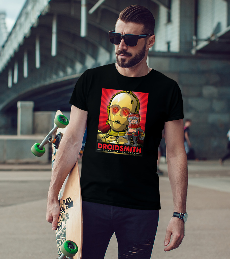Droidsmith C-3PO And Babu Frik Star Wars The Rise Of Skywalker Red T-Shirt