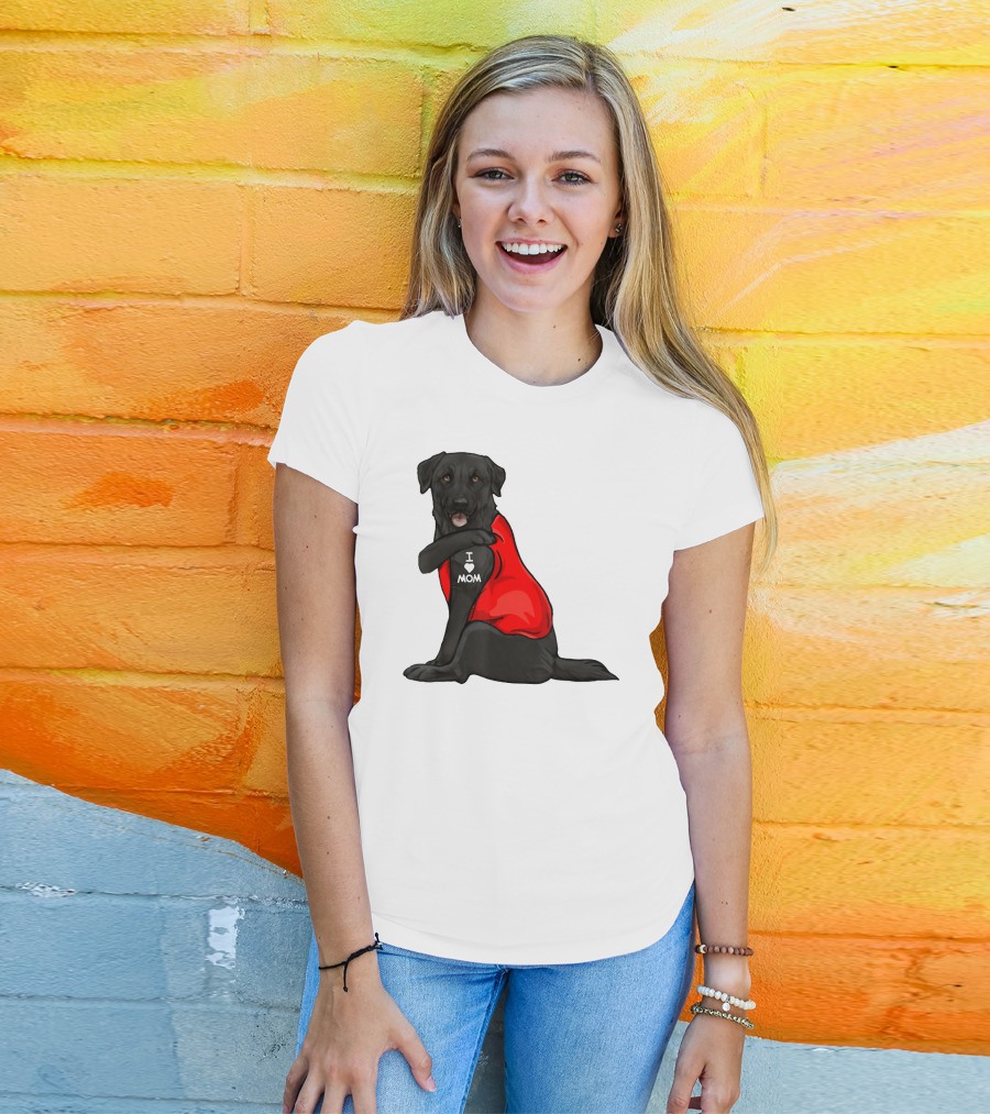 I Love Mom Funny Labrador Retriever Dog Tattoo Red T-Shirt