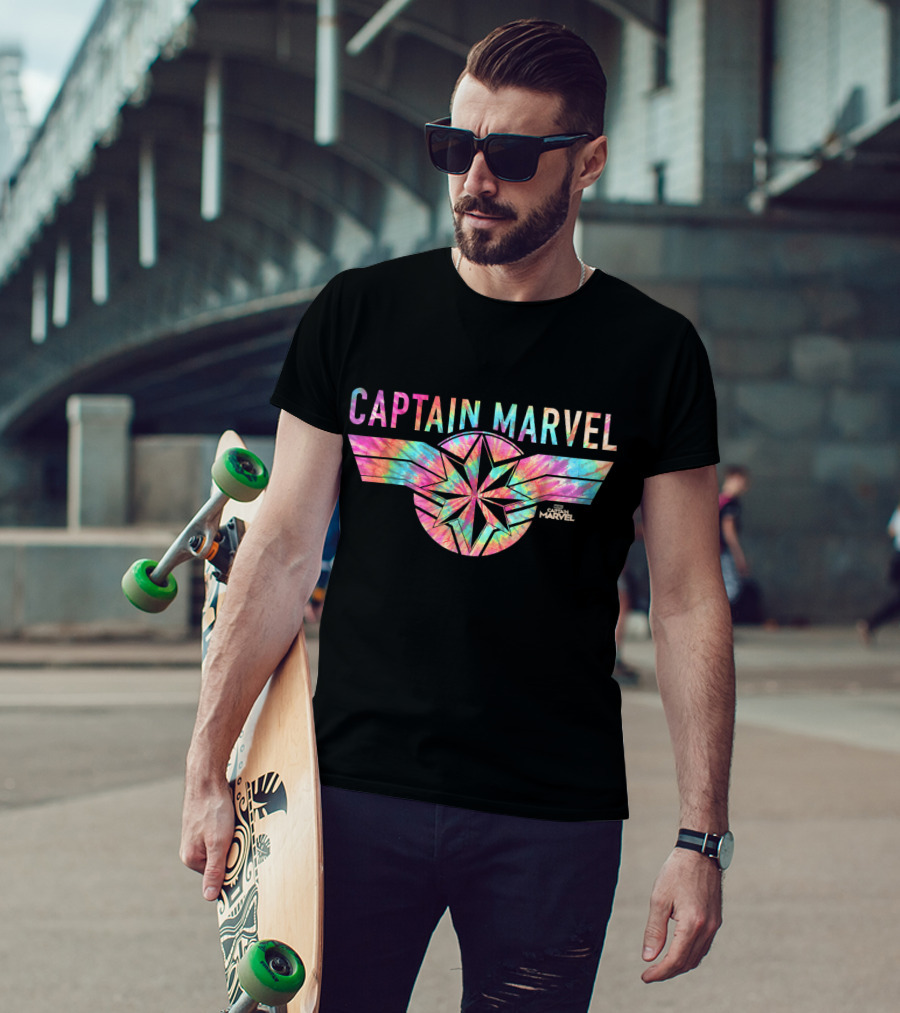 Captain Marvel Logo Tie Dye Colors Star Emblem T-Shirt