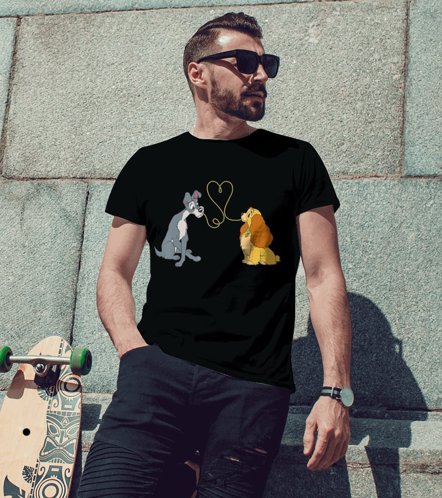 Disney Lady And The Tramp Bella Notte Spaghetti Heart Scene T-Shirt