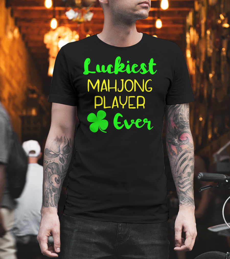 Luckiest Mahjong Player Ever St Patrick's Day Irish Clover T-Shirt