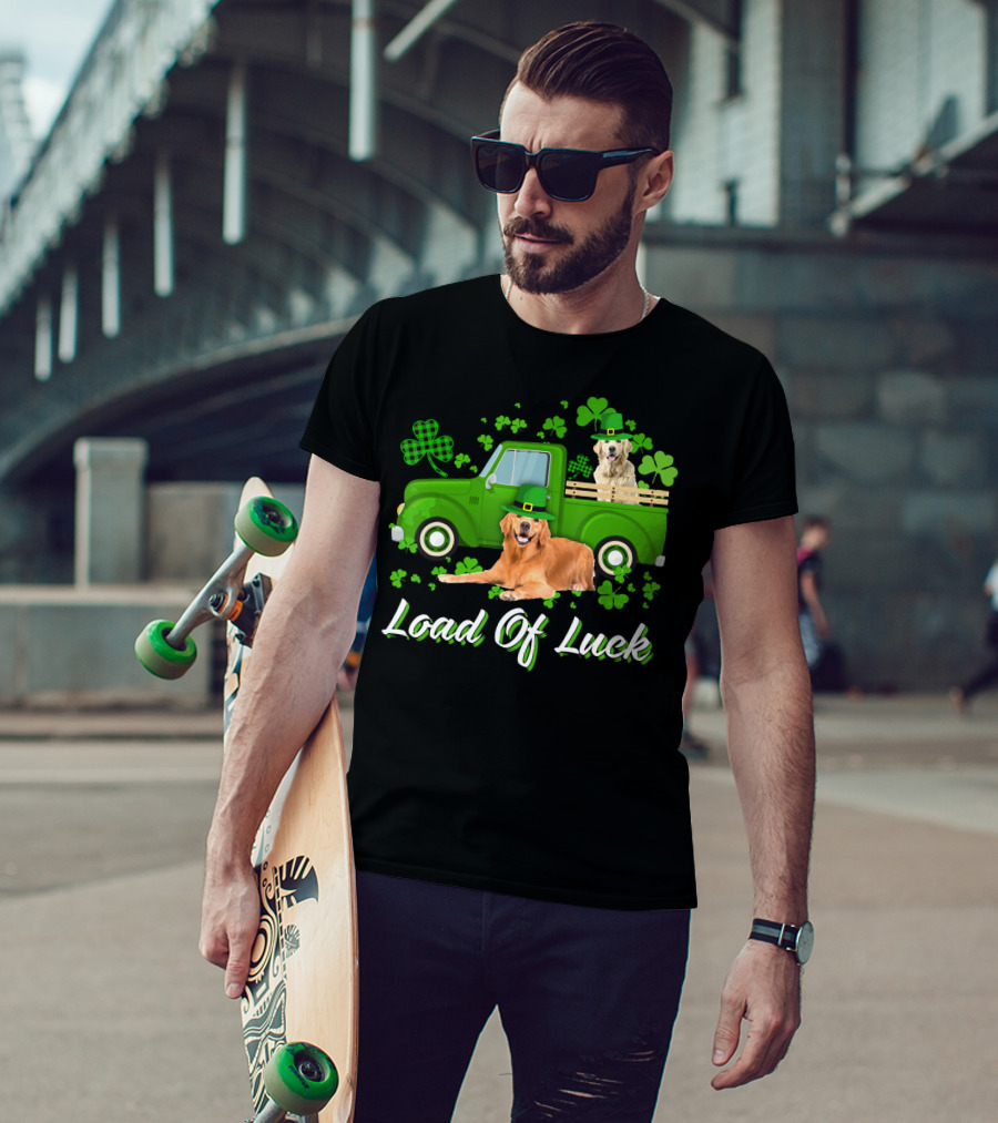 Load Of Luck Green Truck And Golden Retrievers T-Shirt