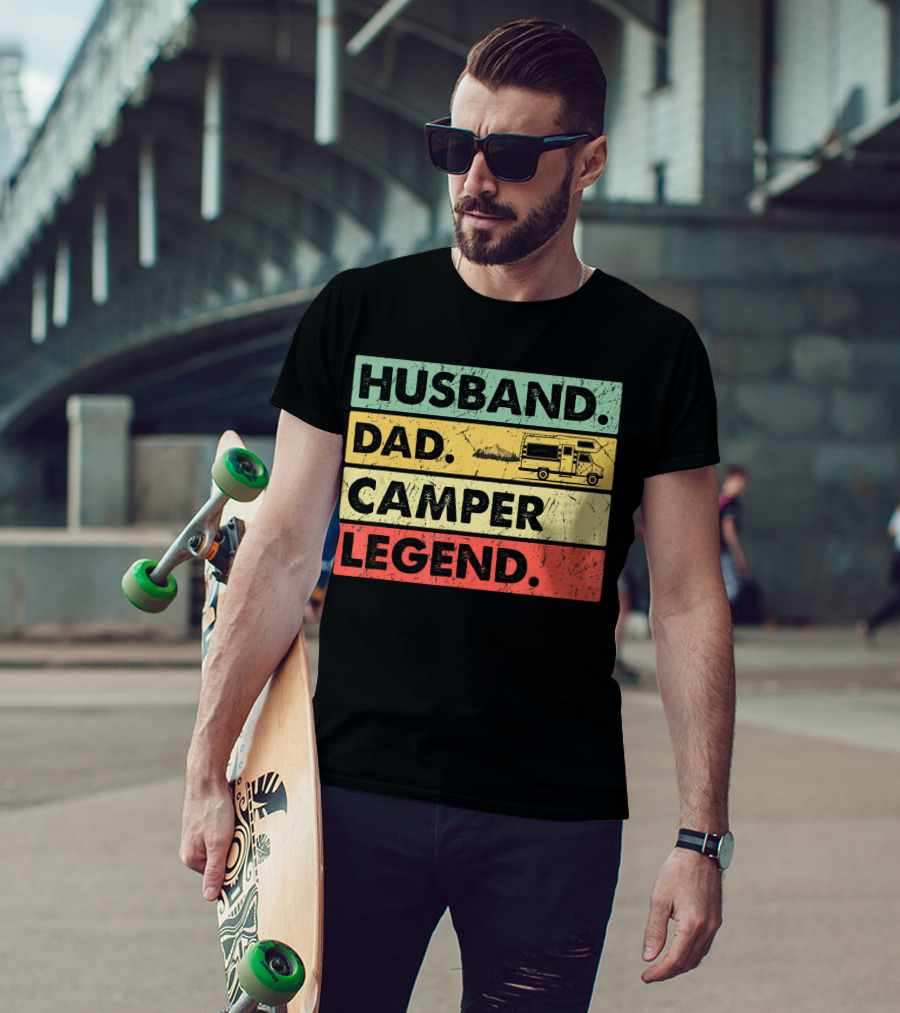 Husband Dad Camper Legend Vintage Retro Camping RV T-Shirt