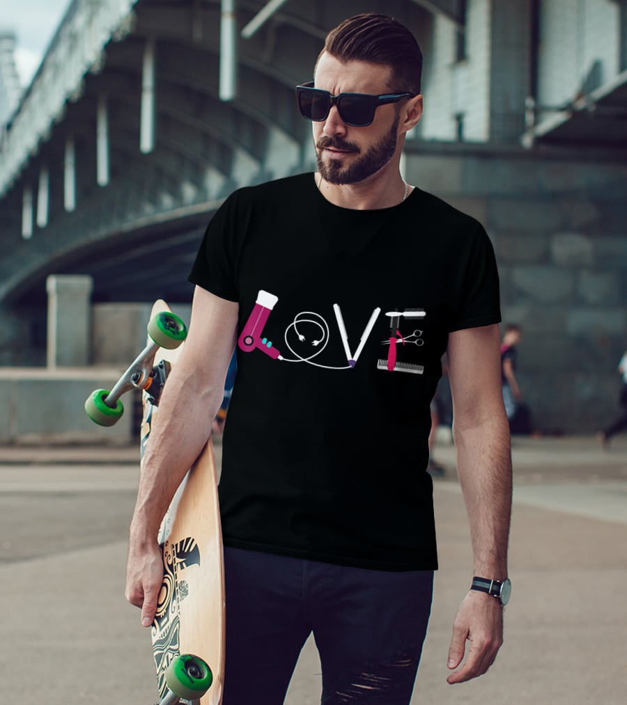 Love For Best Hairdresser Cosmetology Beautician Tools T-Shirt