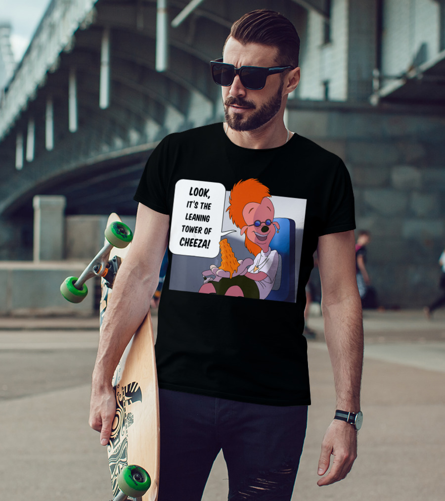 Disney A Goofy Movie Character With Leaning Tower Of Cheeza Scene T-Shirt