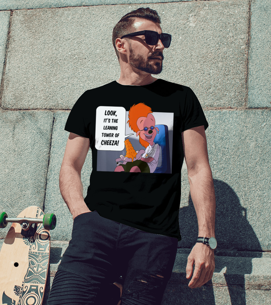 Disney A Goofy Movie Character With Leaning Tower Of Cheeza Scene T-Shirt