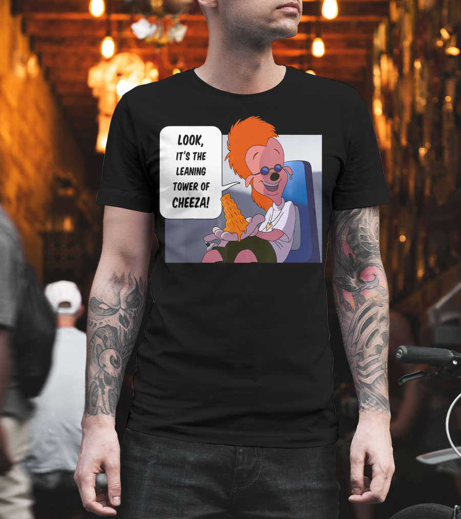 Disney A Goofy Movie Character with Leaning Tower of Cheeza Scene T-Shirt