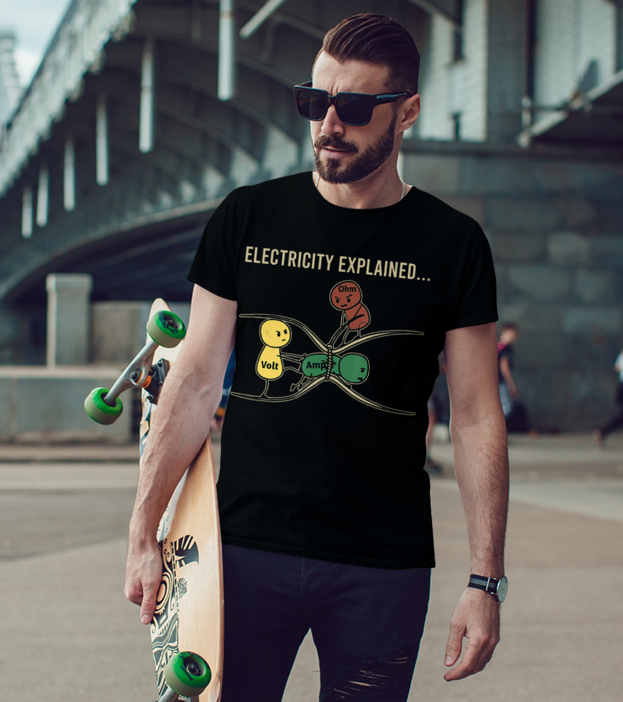 Electricity Explained Volt Amp Ohm Characters Interaction T-Shirt