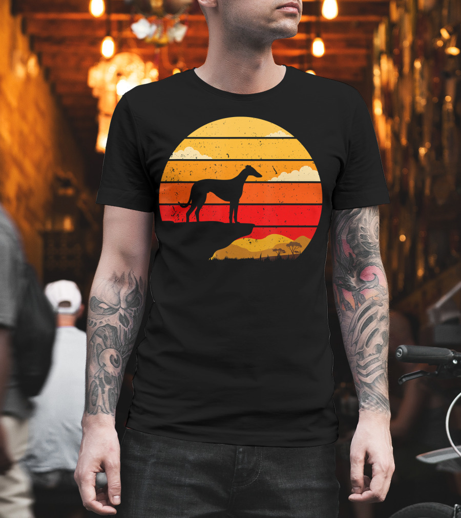 Vintage Italian Greyhound Silhouette Scenic Sunset T-Shirt