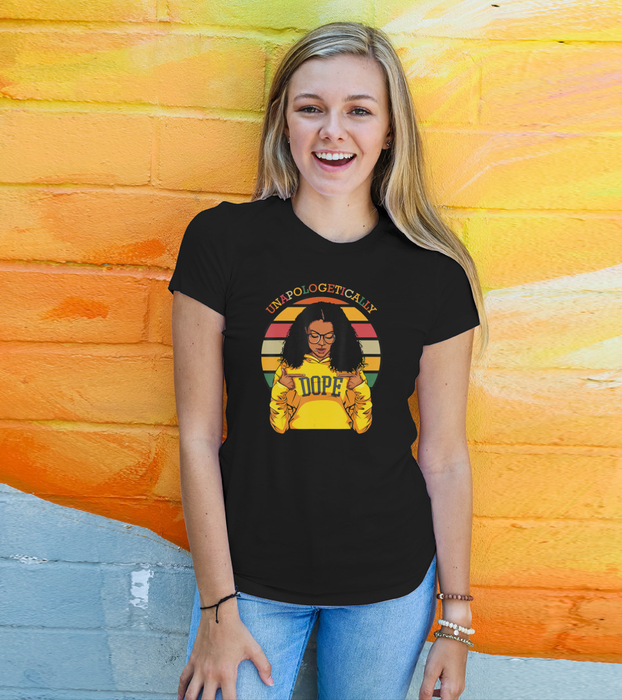 Unapologetically Dope Afro Pride Black History Month Retro Stripes T-Shirt
