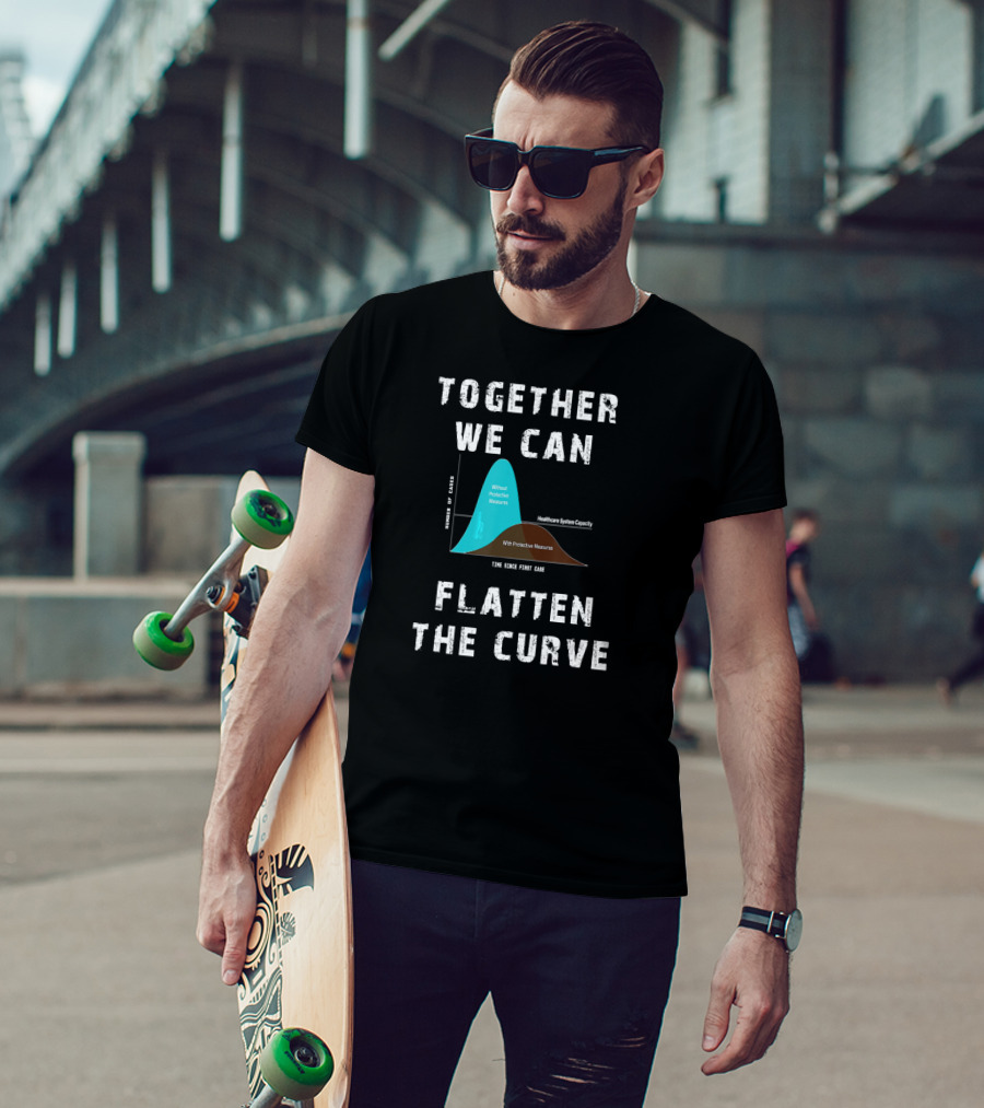 Together We Can Flatten The Curve With Protective Measures Graph T-Shirt