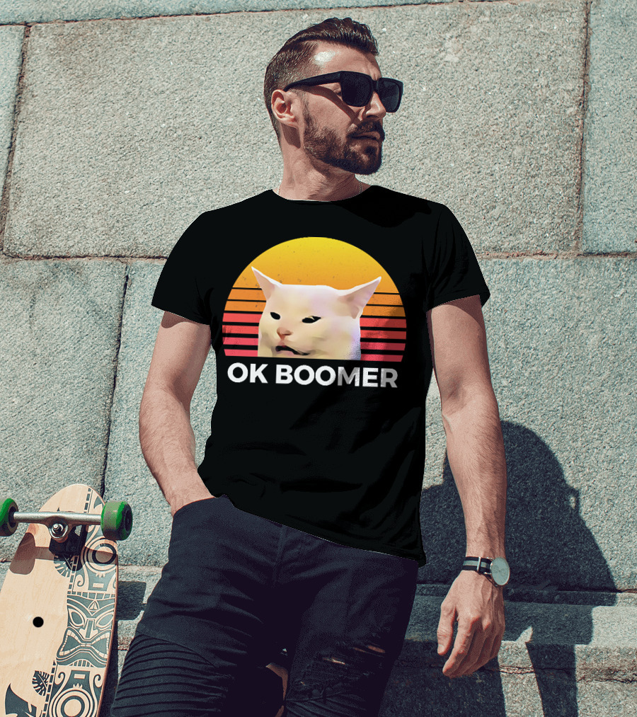 Cat Ok Boomer Retro Sunset T-Shirt