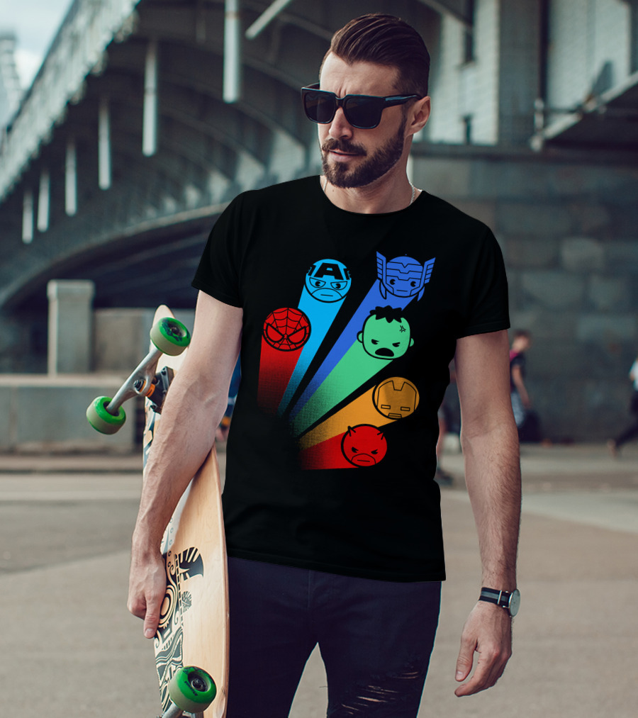 Marvel Avengers Captain America Thor Spider-Man Hulk Iron Man Daredevil Signals T-Shirt