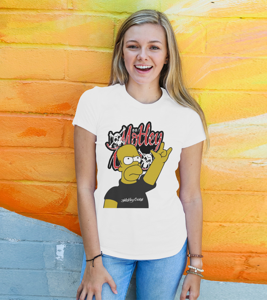 Homer Simpson Motley Crue Rock Salute T-Shirt