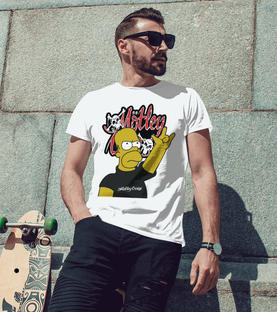 Homer Simpson Motley Crue Rock Salute T-Shirt