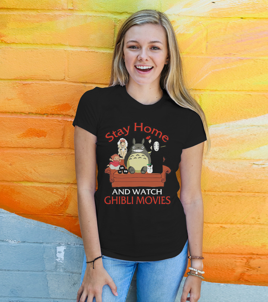 Stay Home And Watch Ghibli Movies Totoro No Face Characters Couch T-Shirt