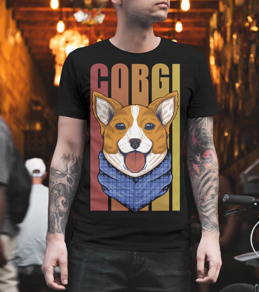 Corgi Dog Bandana Retro 158 T-Shirt
