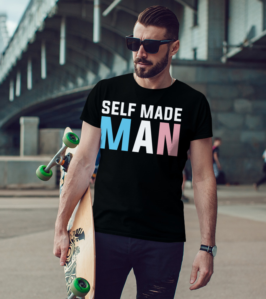 Self Made Man Transgender Pride Blue Pink White T-Shirt