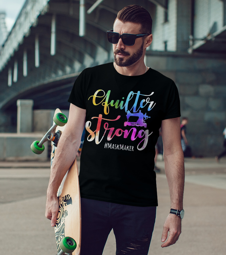 Quilter Strong MaskMaker Sewing Machine Rainbow T-Shirt