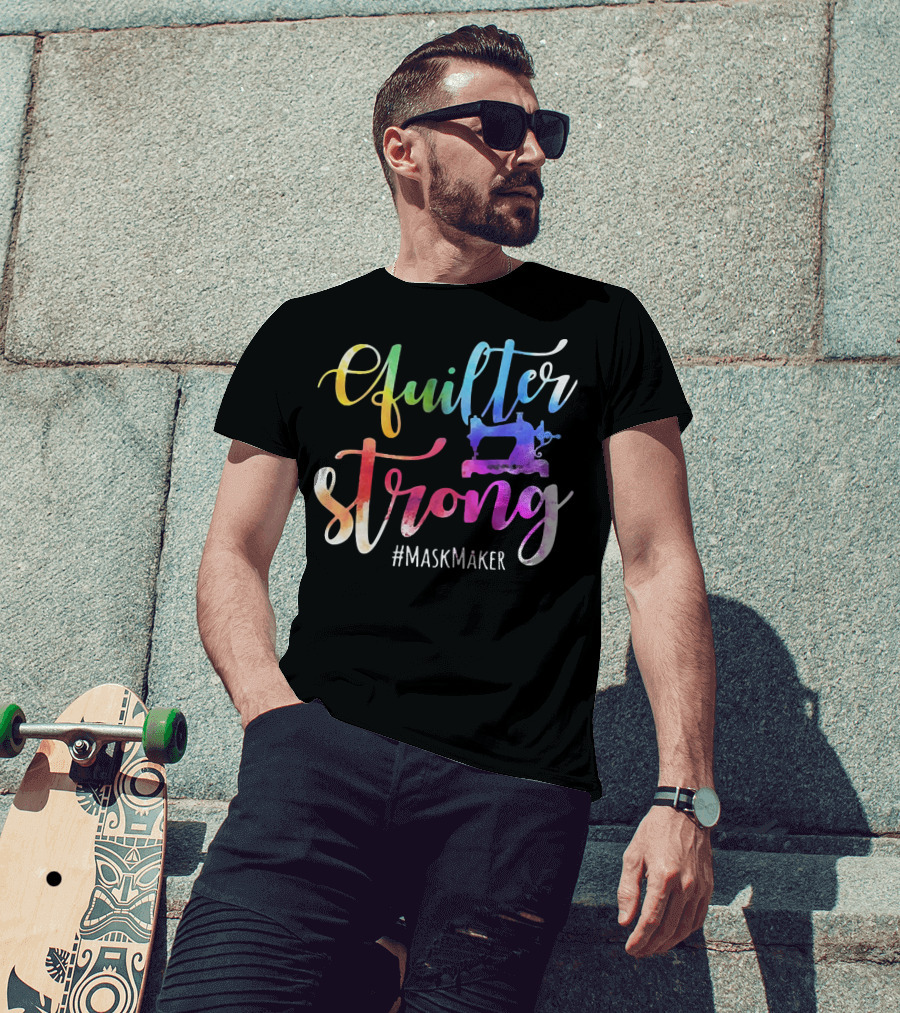 Quilter Strong MaskMaker Sewing Machine Rainbow T-Shirt