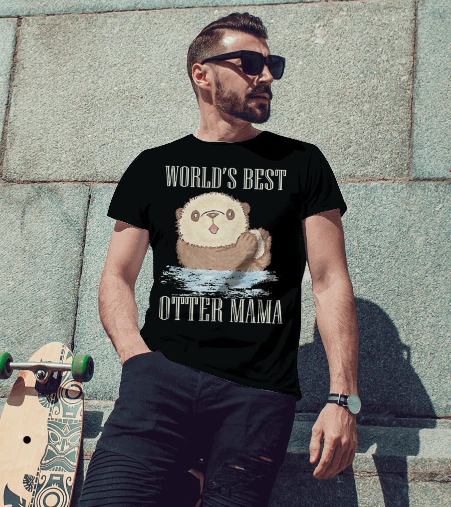 World's Best Otter Mama Cute Watercolor Otter T-Shirt