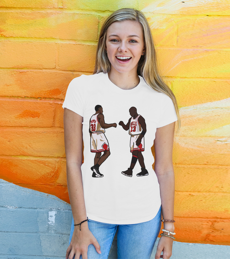 Michael Jordan Scottie Pippen 23 33 Chicago Bulls NBA Throwback T-Shirt