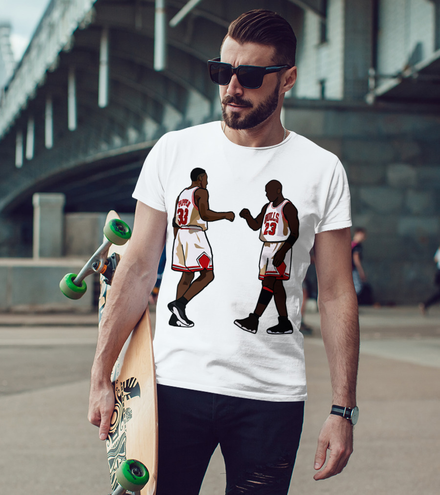 Michael Jordan Scottie Pippen 23 33 Chicago Bulls NBA Throwback T-Shirt