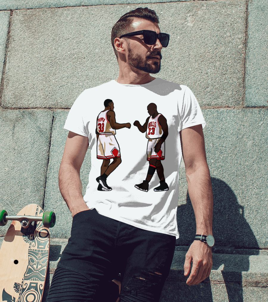 Michael Jordan Scottie Pippen 23 33 Chicago Bulls NBA Throwback T-Shirt