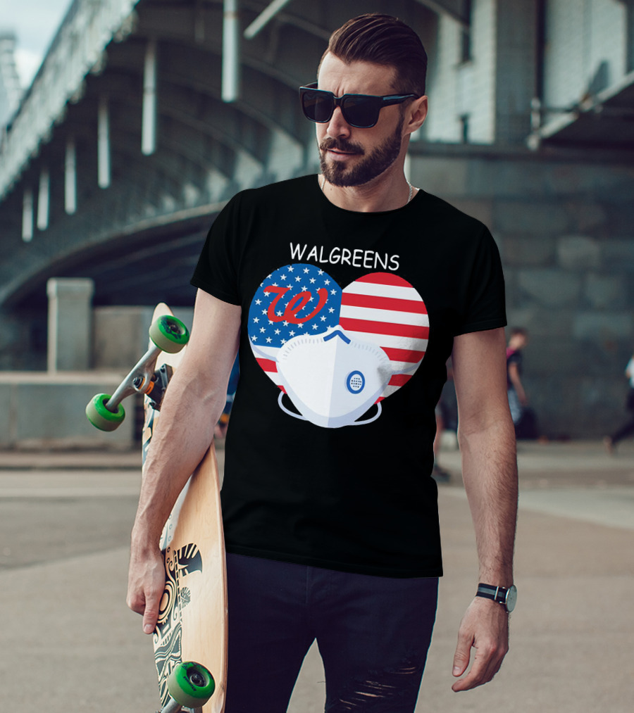 Walgreens Heart American Flag Face Mask T-Shirt