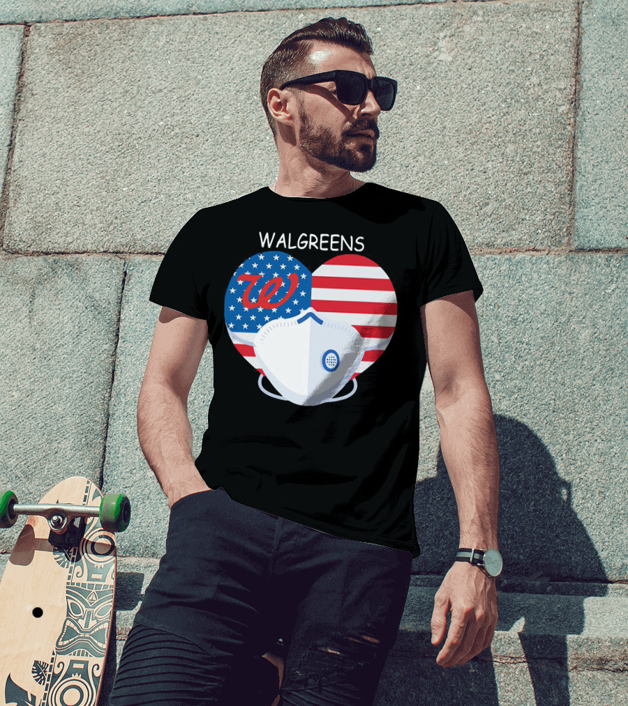 Walgreens Heart American Flag Face Mask T-Shirt