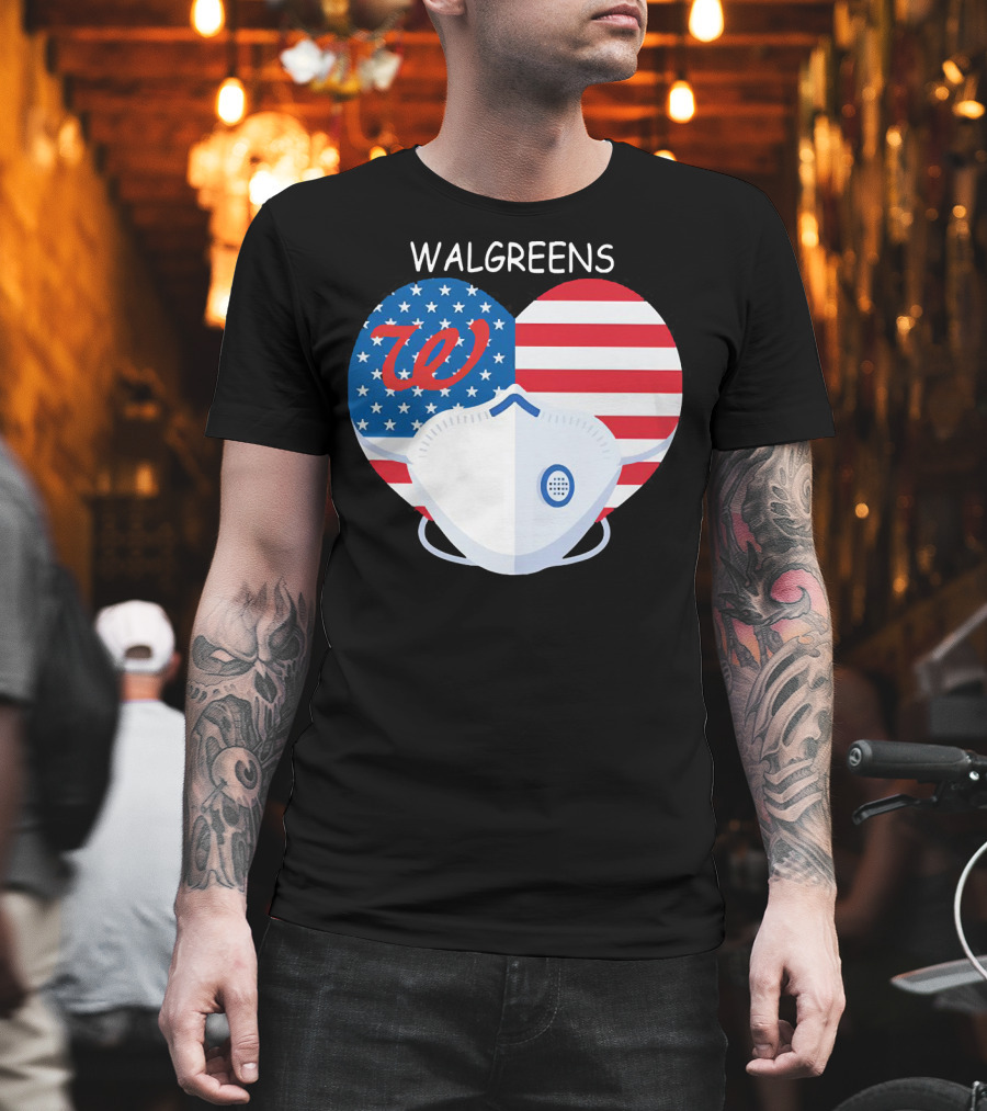 Walgreens Heart American Flag Face Mask T-Shirt