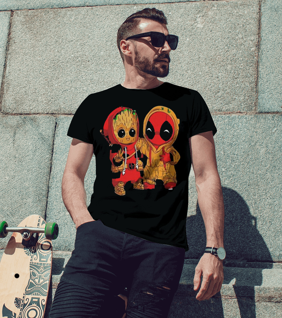 Baby Groot And Baby Deadpool Hoodie Friends T-Shirt